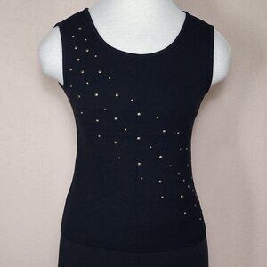 Gregory Black Sleeveless Top Embellished with metallic beaded